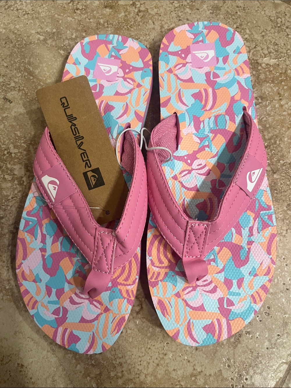 Roxy Quiksilver Kids Pink Flip Flops NWT